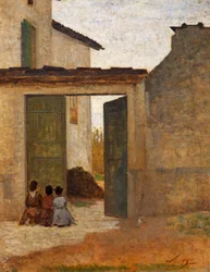 Wiatyk, ok. 1864, Silvestro Lega (1826-1895), olej na tekturze, 315x394 cm