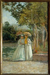 Spacer po ogrodzie Malarstwo Silvestro Lega (18126-1895) XIX-wieczna Florencja, Muzeum Sztuki Nowoczesnej