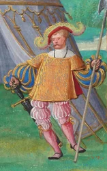 Jacques de Lalaing, ok. 1530-40 (tempera, złoto płatkowe i atrament na pergaminie)