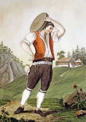 Pasterz w Szwajcarii, początek XIX w. (ryc.)