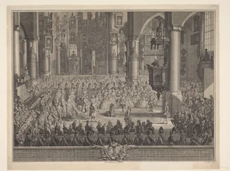 Małżeństwo Karela Christiana van Nassau-Weilburga z księżną Karoliną, 1760 Przedstawienie uroczystej ceremonii ślubnej (...) księcia van Nassau Weilburg z (...) Karoliną van Oranje & Nassau odbyła się w środę, 5 marca 1760, w Groote Kerk w G