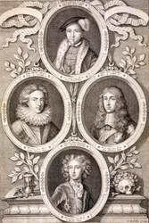 Edward VI, Henryk i Wilhelm, książęta Gloucester i Henryk, książę Walii, ok. 1700 r.