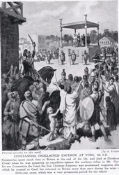 Konstantyn ogłoszony cesarzem w Yorku, 306 r. n.e., ilustracja z "Hutchinson