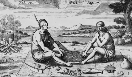 Mężczyzna i jego żona na obiedzie, 1705