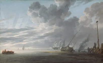 Ujście rzeki pod koniec dnia, ok. 1640-1645 (olej na płycie)