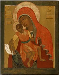 Dziewica Eleousa z Kykkos par Yshakou, Simon (Pimen) Fiodoroviki (1626-1686). Tempera paneli