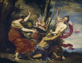 Ojciec Czas zwyciężony miłością, nadzieją i pięknem - Vouet, Simon (1590-1649) - 1627 - Olej na płótnie - 107x142 - Museo del Prado, Madryt