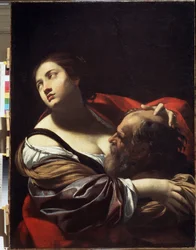 Miłosierdzie rzymskie. Cimon skazany na śmierć głodową w więzieniu żywi się piersią swojej córki Pero. Obraz Simona Voueta (1590-1649). Olej na płótnie, ok. 1620. Sztuka francuska, styl barokowy. Państwowe Regionalne Muzeum Sztuki im. I. Pozhalostina, Ryas