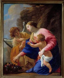 Obraz Matki Boskiej i Anioła autorstwa Simona Voueta (1590-1649) 1641 Nd. 0,77x0,62 m Muzeum Sztuk Pięknych w Caen