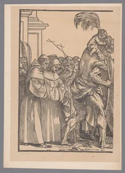 Reprodukcja pierwszej części serii grafiki De Triomf van Christus wg Joosa Lambrechta