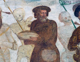 Śmierć z bogatym skąpcem, fragment z Tańca śmierci