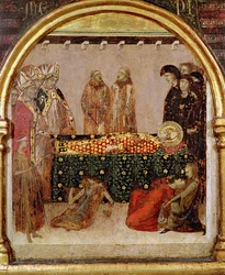 د تولوس د سینټ لوئس د مړینې په ورځ د ناروغانو درملنه (1274-97) د تولوس د سینټ لوئس د قربانۍ څخه د پریډیلا پینل، 1317 (په پینل کې تودوخه) پولي