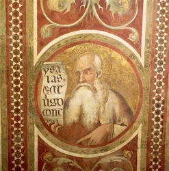 Maesta: Izajasz, szczegół z kadru