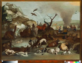 Ofiara Noego po potopie Obraz Sinibaldo Scorza (1589-1631) XVII wiek Dim 70x101 cm Genes, Musei di Strada Nuova (ex Palazzo Rosso)