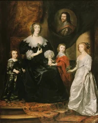 Portret wdowy po księciu Buckingham i jej dzieci, 1633.