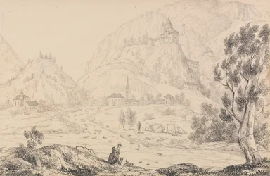 Album 30 widoków w Tyrolu i we Włoszech: Twierdza Trostburg w pobliżu miasta Kollman. Tyrol. 28 października 1840 r
