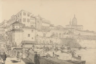 Album 30 widoków w Tyrolu i we Włoszech: Widok Casino Pecori na Lung Arno, rezydencja Sir Charlesa D