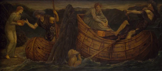 Kupidyn i Psyche - Pałacowe Zielone Malowidła - Psyche dająca Monetę Przewoźnikowi Styksu, 1881.