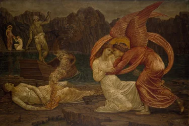 Kupidyn i Psyche - Pałacowe Zielone Murale - Psyche otrzymująca szkatułkę od Prozerpiny, 1881.
