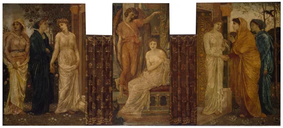 Kupidyn i Psyche - Pałacowe Zielone Murale - Siostry Psyche odwiedzają ją w Domu Kupidyna, 1881.