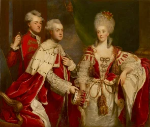 George, 2. hrabia Harcourt, jego żona Elżbieta i brat William, 1780