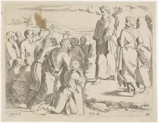 Mojżesz pokazuje ludowi tablice prawa Sceny biblijne (tytuł serii) Historia del Testamento Vecchio / Dipinta in Roma nel Vaticano da Raffaelle di Urbino (...) (tytuł serii)