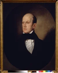 Portret rosyjskiego pisarza i filozofa Piotra Jakowlewicza Czajajewa (Czaadajewa lub Czaadajewa) (1794-1856)"" Obraz Sandora Koziny (1808-1873) 1848 Państwowe Muzeum Historyczne, Moskwa