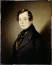 Portrait du poeta Vladimir Grigorievitch Benediktov (1807-1873) (Portret poety Vladimira G. Benediktova) - Peinture de Sandor Kozina (1808-1873), huile sur toile (67x54 cm), ok. 1840 - Muzeum Pamięci A. Puszkina, ul. . Petersburg (Rosja)