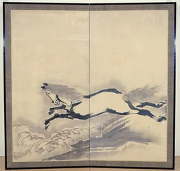 Skoki konne, japońskie, okres Edo, ok. XVIII w. (tusz na papierze) (jeden z pary) (patrz także 121396)