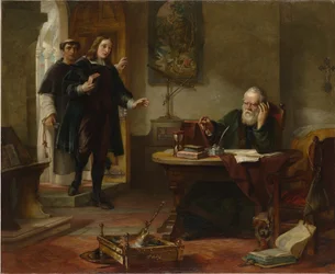 Milton odwiedza Galileo jako więzień inkwizycji, 1847