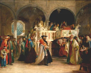Święto Radowania się Tory w synagodze w Leghorn, Włochy, 1850