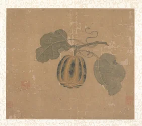 Squash (liść albumu; tusz i kolor na jedwabiu)