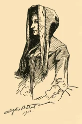 Kaptur Camlet, wzięty z oryginalnego ubrania, c1702, 1903, 1937.