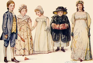 Ubiór dziecięcy za panowania królowej Anny, Jerzego I, II i III 1702-1790, 1903, 1937.