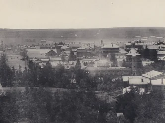 Johannesburg z lotu ptaka (zdjęcie czarno-białe)