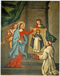 Święty przedstawiający portret św. Dominika Dziewicy Maryi (zob. też 308140)