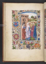 Dodaj MS 50004 f.16v Nawiedzenie, z „Księgi godzin” (tusz, kolor i złoto na welinie)