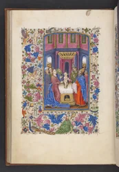 Dodaj MS 50004 f.41v Obrzezanie, z „Księgi godzin” (tusz, kolor i złoto na welinie)