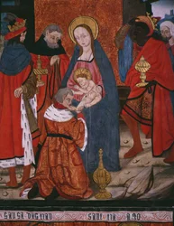 Pokłon Trzech Króli, tablica z kościoła San Andres z Tortury, koniec XV-pocz. XVI w. (drewno malowane)