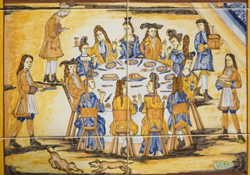 Scena obiadowa (płytki ceramiczne)