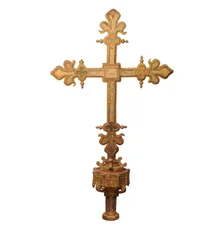 Pozłacany i polichromowany krzyż procesyjny, Hiszpania, ok. 1500 (pozłacany)