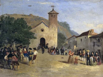 Sortie de messe - Wyjście z mszy. Anonimowe malowanie