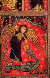Św. Michał walczący ze smokiem (tempera na panelu)