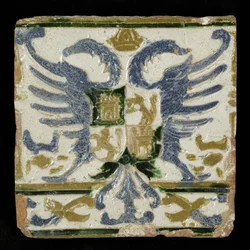 Kafel z herbami Leonu i Kastylii, 1525 (naczynie gliniane)