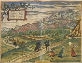 Widok Granady (ręcznie barwiony grawerunek)