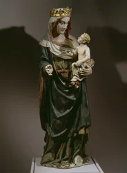 Dziewica z Dzieciątkiem, koniec XIV w. (drewno malowane)