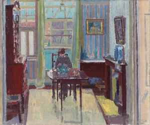 Wnętrze pokoju przy 6 Cambrian Road, Richmond, 1914