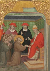 Święty Franciszek przed Papieżem Zatwierdzenie Reguły franciszkańskiej, 13901400.