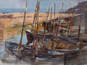 Szkic, port Mousehole, Kornwalia (olej na płótnie)