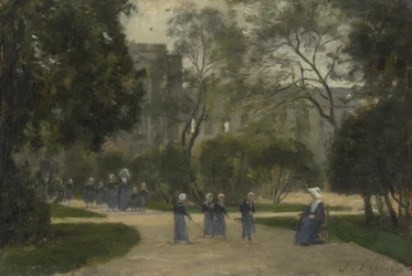 Zakonnice i uczennice w Ogrodach Tuileries, Paryż, lata 1870-1880
